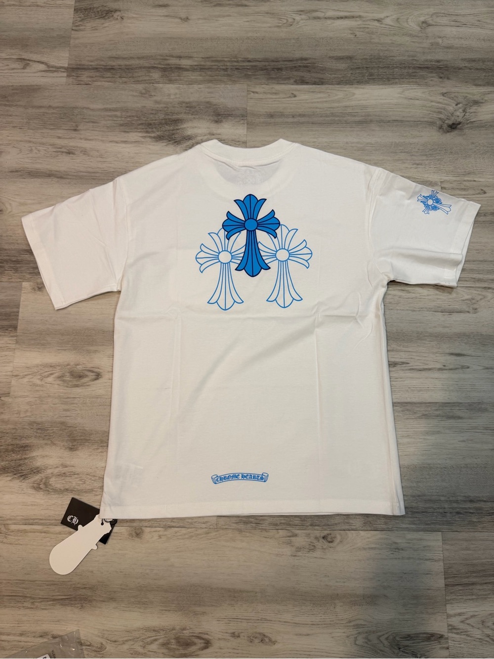 Chrome Hearts White Short Sleeve Pocket Tee with Light Blue Logo - Picture 5 of 5